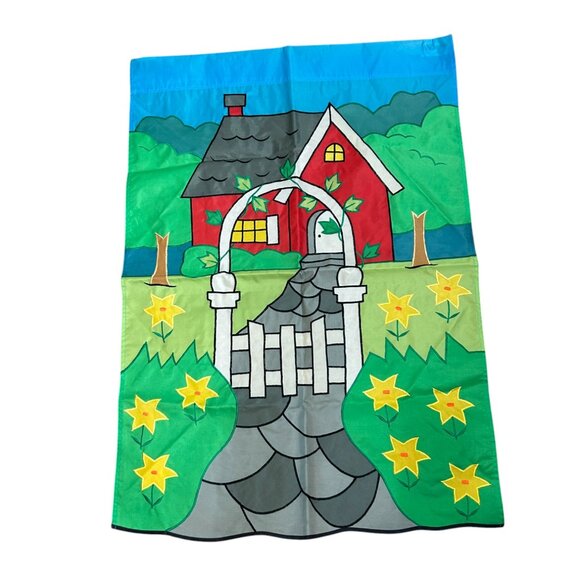 Vintage C&F Trading Yard Flag House Gate Garden Spring Summer Outdoor Nylon - Picture 1 of 7